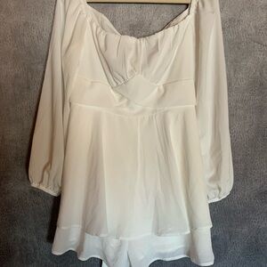 White Off-Shoulder Peasant skort dress